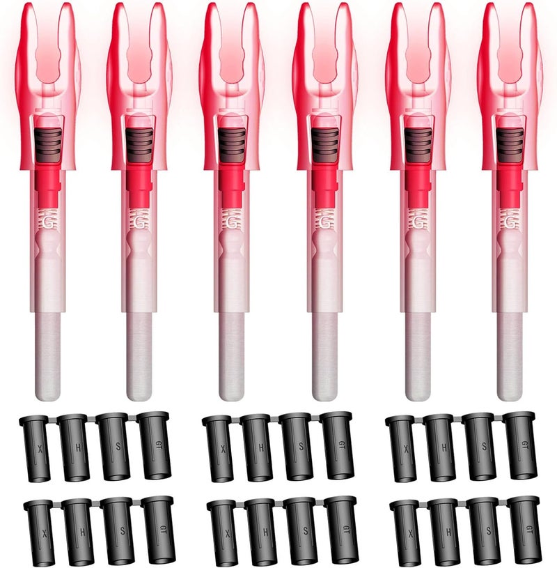 Linpeng 6PCS G Lighted Nocks for Arrows .165 .204 .233 .244 .246 with ON/Off Switch with X, H, S, GT Bushings LED Arrow Nocks - Image 1